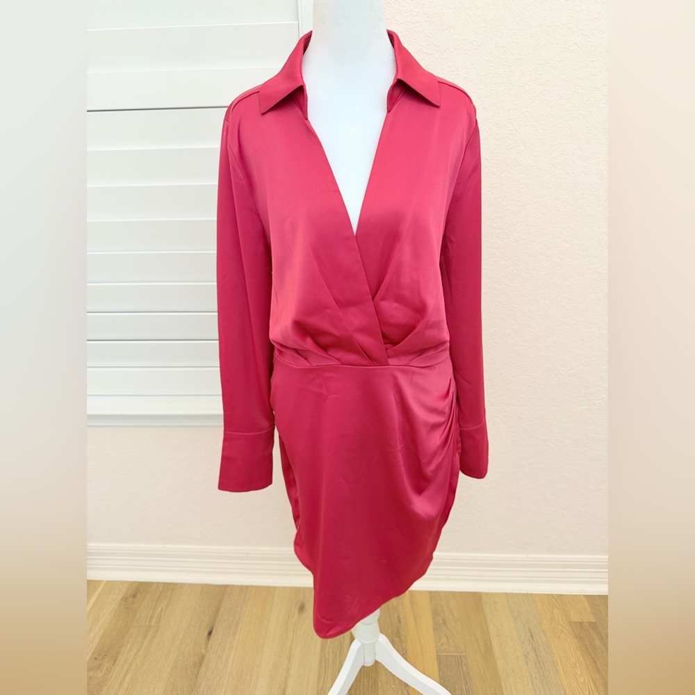 Charles Henry Red Shirt Dress